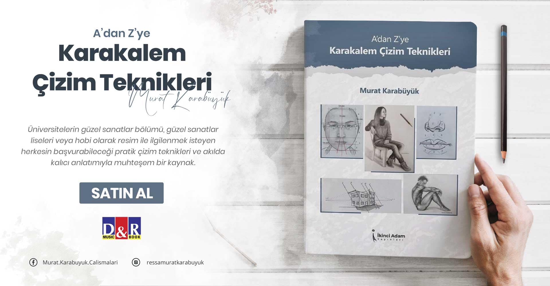 A'dan Z'ye Karakalem Çizim Teknikleri - Murat Karabüyük. Güzel sanatlar lisesi ve üniversite hazırlık kitabı.