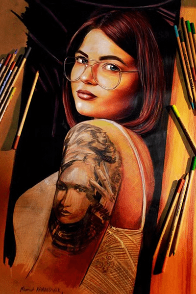 Renkli Kalem Portre Çalışmaları